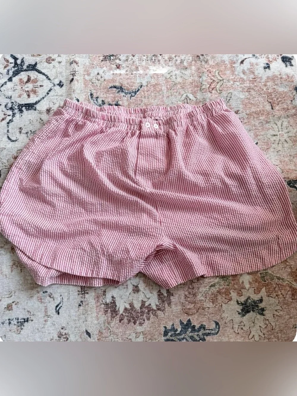 Free People Pink Seersucker Pajama Shorts